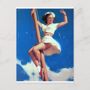 Glücklicher Matrose Pin Up Postkarte