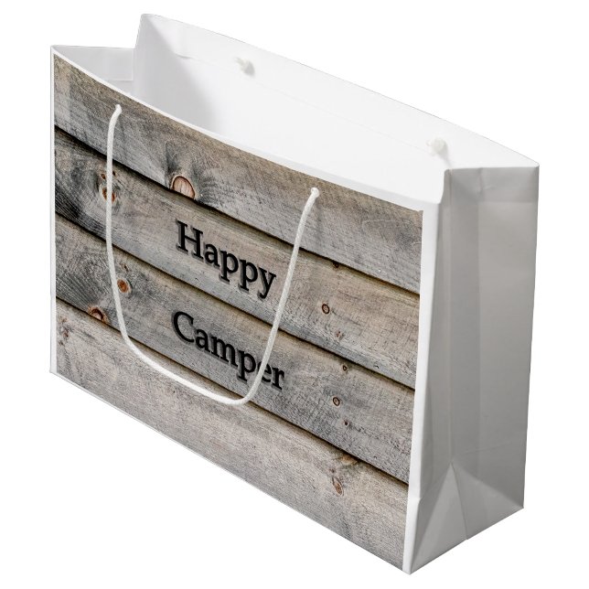 Glücklicher Mensch Große Geschenktüte (Vorderseite Schrägansicht)