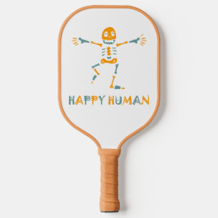 Glücklicher menschlicher Skelett Keramikfliese Pickleball Schläger
