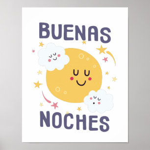 Glücklicher Mond und Sterne Kinderzimmer Kunst auf Poster