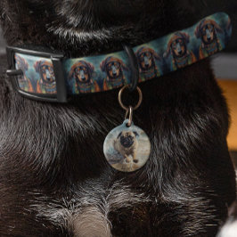 Glücklicher Mops am Strand individuell anpassbar Haustiermarke