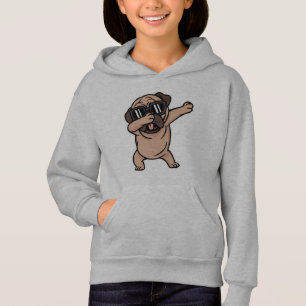Glücklicher Mopskopf mit Sonnenbrille Dabbing Hoodie
