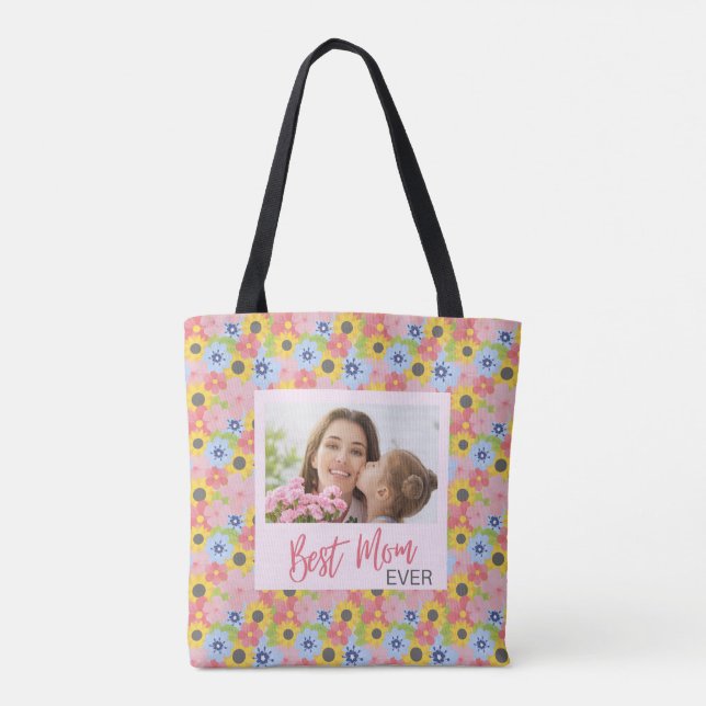 Glücklicher Muttertag, beste Mama je Tasche (Rückseite)