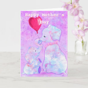 Glücklicher Muttertag - Elefante Mama und Baby - L Karte