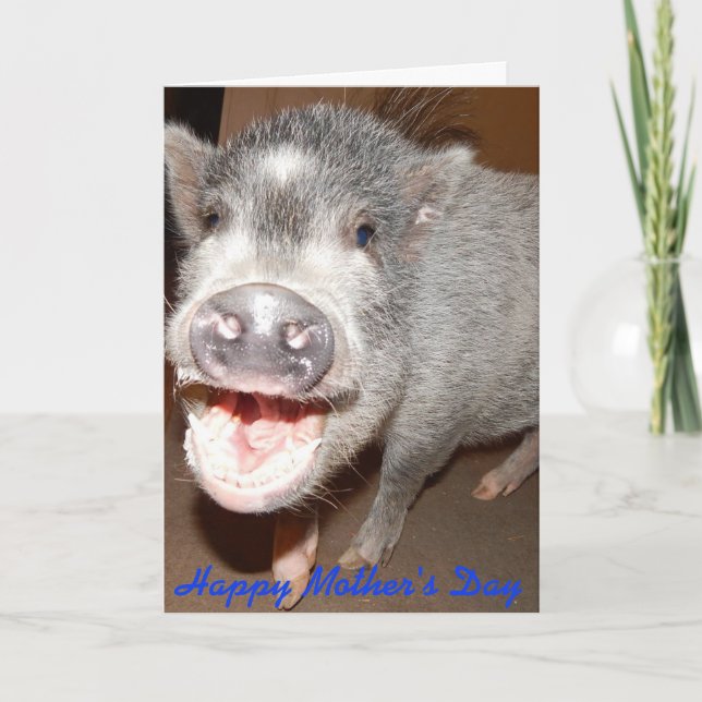 Glücklicher Muttertag Lächeln Schweinekarte Karte (Vorderseite)