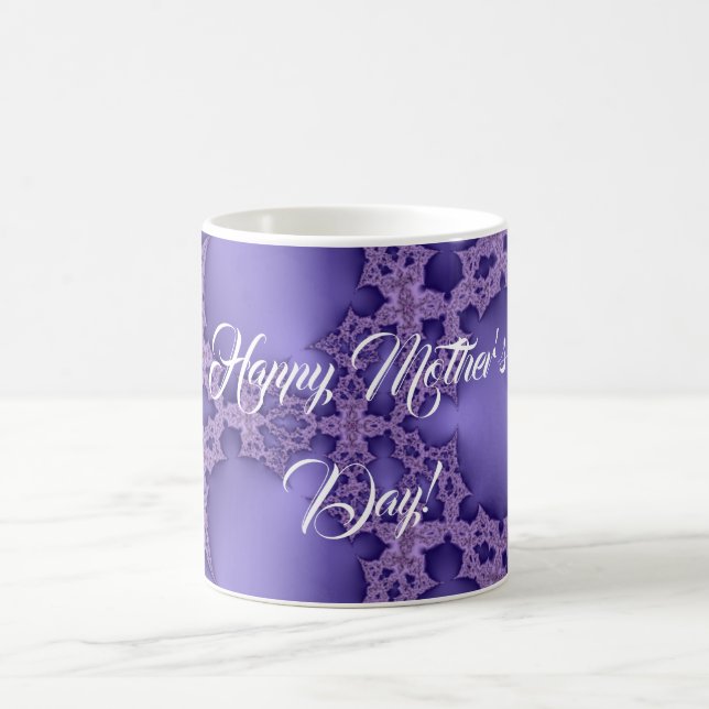 Glücklicher Muttertag, lila Fraktal Kaffeetasse (Mittel)