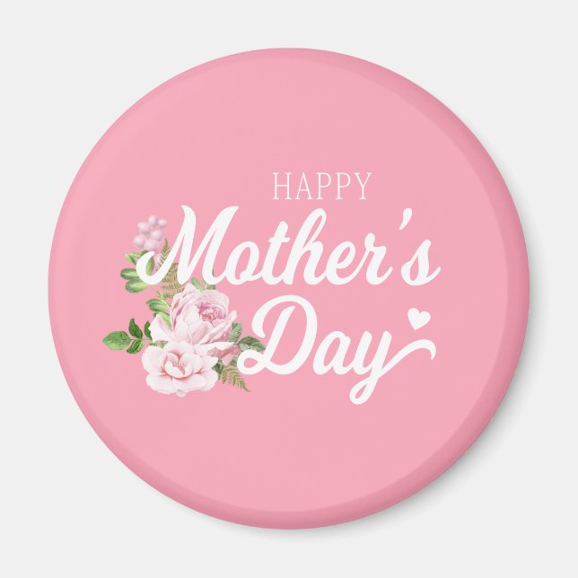 Glücklicher Muttertag mit rosa Rosen | Magnet (Vorne)