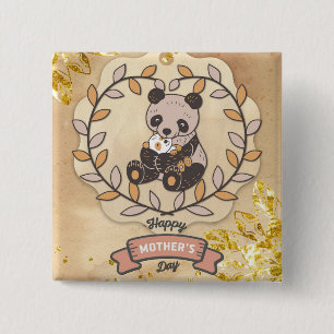 Glücklicher Muttertag Niedlicher Spaß Panda Bär Button