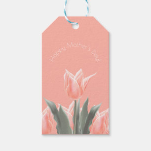 Glücklicher Muttertag! Stilvolle Peach Tulips Bl Geschenkanhänger
