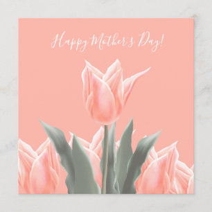 Glücklicher Muttertag! Stilvolle Peach Tulips Blum Einladung