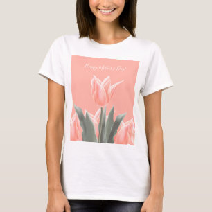 Glücklicher Muttertag! Stilvolle Peach Tulips Blum T-Shirt