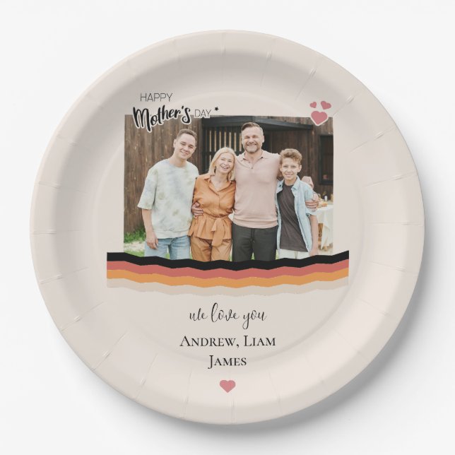 Glücklicher Muttertag, wir Liebe Sie Pappteller (Vorderseite)