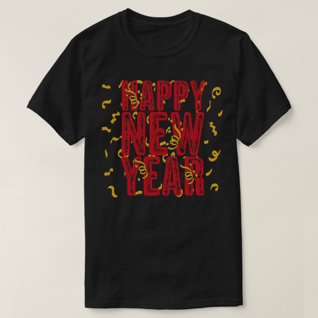 Glücklicher Neujahrsrückstand T-Shirt (Design vorne)