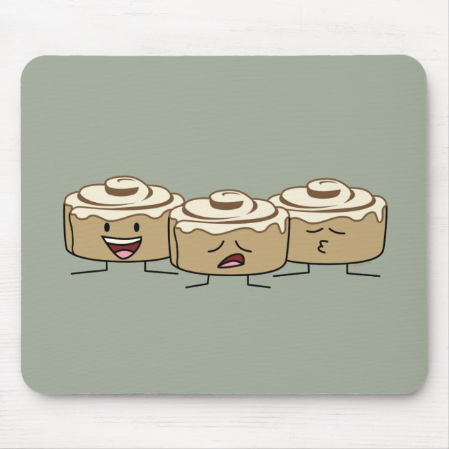 Glücklicher niedlicher lächelnder Zimt Rolls Mousepad (Vorne)