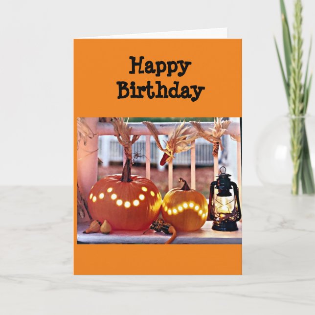 **GLÜCKLICHER OKTOBER GEBURTSTAG** HERBST WÜNSCHT  KARTE (Vorderseite)