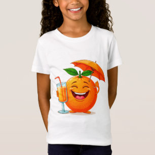 Glücklicher orangefarbener Cartoon-Charakter mit S T-Shirt