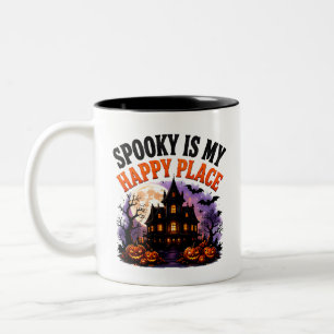 🎃 Glücklicher Ort Halloween-Geist-Spruch 👻 Zweifarbige Tasse