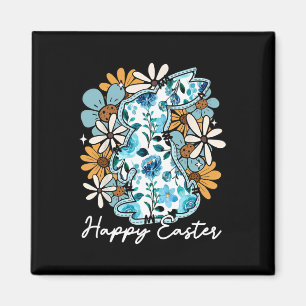 Glücklicher Osterhase Blau Blume Gelb Design Für M Magnet