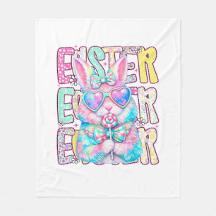 Glücklicher Osterhase Coquette Schleife Preppy Ost Fleecedecke