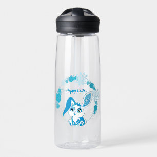 Glücklicher Osterhase  Cute Blue Kawaii Trinkflasche