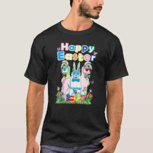 Glücklicher Osterhase Damen Lama Osterei Outfit T-Shirt