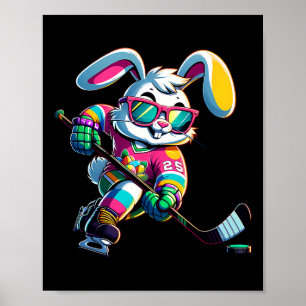 Glücklicher Osterhase Hockey Kaninchen Männer Frau Poster