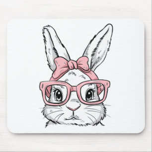 Glücklicher Osterhase mit Brille und Fliege süßes  Mousepad