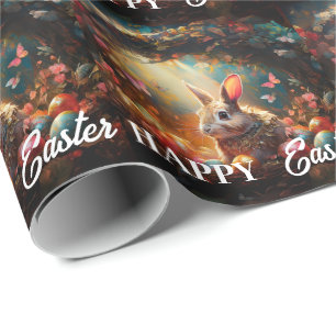 Glücklicher Osterhase mit Ostereiern Geschenkpapier