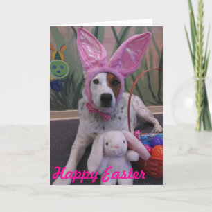 Glücklicher Osterhase oben für Ostern Luna sagt Feiertagskarte