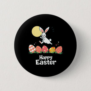 Glücklicher Osterhase Oster-Outfit Ei Nest Blume R Button