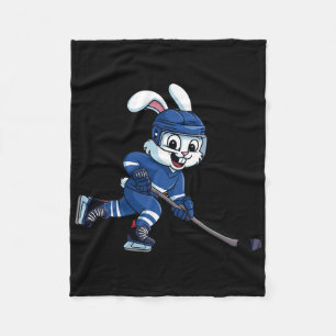 Glücklicher Osterhase spielt Eishockey Osternsport Fleecedecke