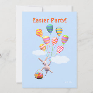 Glücklicher Osterhase und Ballone Einladung