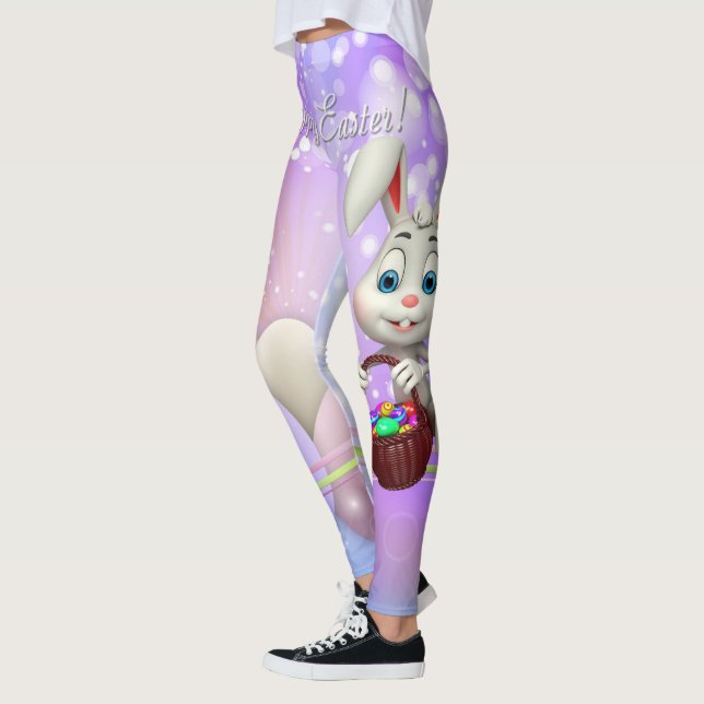 Glücklicher Osterhasen-Korb Eggs Lavendel-Leggings Leggings (Links)
