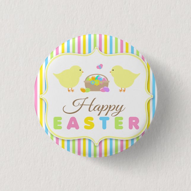 Glücklicher Ostern-Küken-Button-Rückseiten-Knopf Button (Vorderseite)