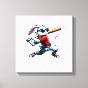 Glücklicher Osthase Jungen Kinder spielen Baseball Leinwanddruck