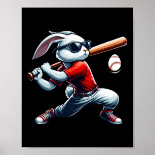 Glücklicher Osthase spielt Baseball Ostern Jungen Poster