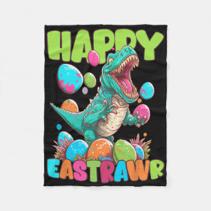 Glücklicher Ostrawr Kleinkind Jungen T-Rex Ostern Fleecedecke