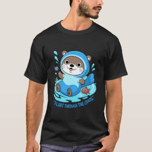 Glücklicher Otter plantscht im Wasser mit Fischfre T-Shirt