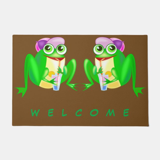 Glücklicher Party Frog - Willkommen Fußmatte (Vorderseite)