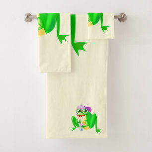 Glücklicher Party-Frosch Badhandtuch Set