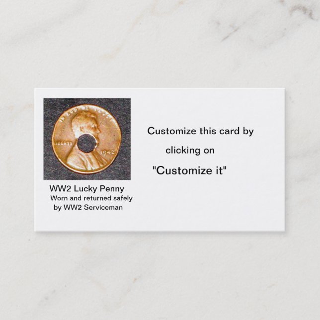 Glücklicher Penny des Geschäfts-card/WW2 Visitenkarte (Vorderseite)