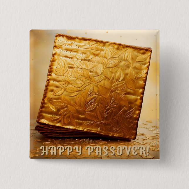 Glücklicher Pessach! Golden Matzah Button (Vorderseite)