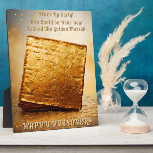 Glücklicher Pessach! Golden Matzah Fotoplatte