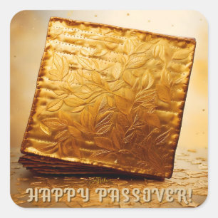 Glücklicher Pessach! Golden Matzah Quadratischer Aufkleber
