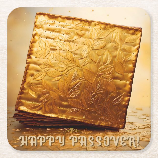 Glücklicher Pessach! Golden Matzah Rechteckiger Pappuntersetzer (Vorderseite)