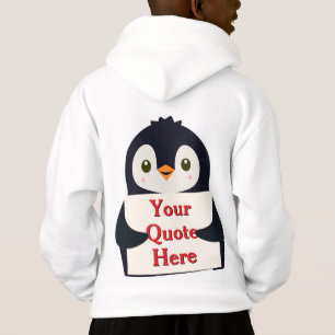 Glücklicher Pinguin, der ein Schild hält, um es zu Hoodie