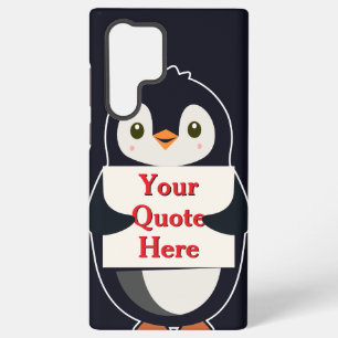 Glücklicher Pinguin, der ein Schild hält, um es zu Samsung Galaxy Hülle