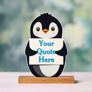 Glücklicher Pinguin hält ein Schild zum Personalis