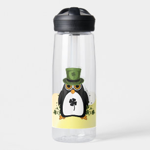 Glücklicher Pinguin Shamrock Vierblattklee Trinkflasche