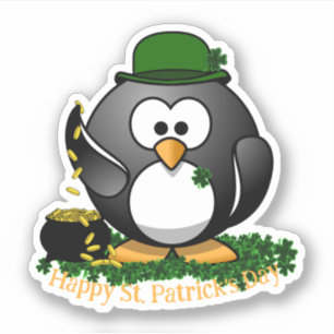 Glücklicher Pinguin St. Patrick's Day Aufkleber
